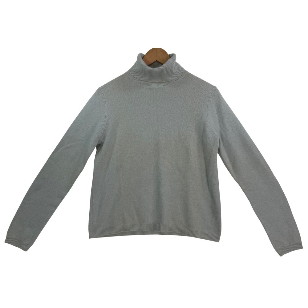 Lauren Ralph Lauren Petite M Seafoam 100% Cashmere Turtleneck Sweater Classic
